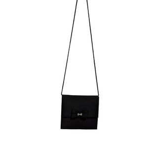🖤 Vintage Black Cross body satin style bag purse rhinestone bow snap evening